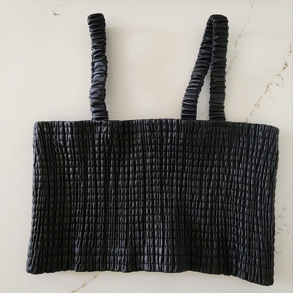 Proenza Schouler White Label Faux Leather Smocked Top - Picture 6 of 10